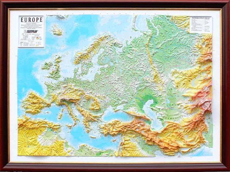 Настінна 3D карта ЄВРОПА