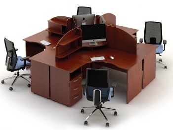 Комплект мебели офисных помещений из 4 угловых столов