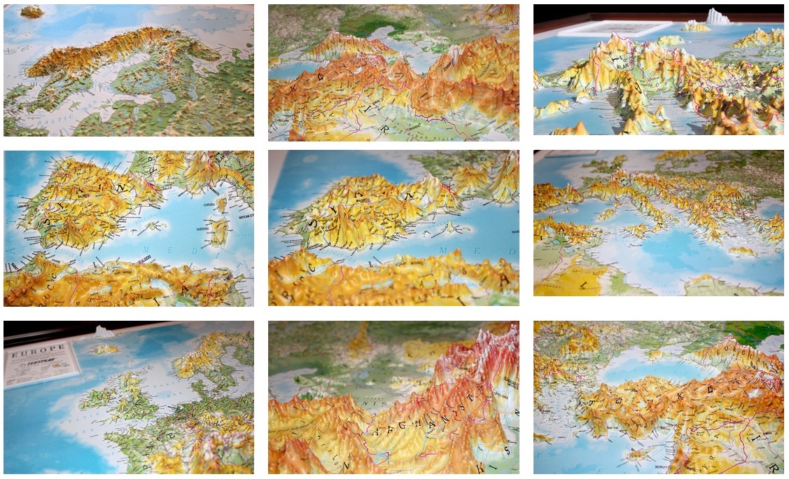Офисная настенная 3D карта ЕВРОПА объемная в деревянной раме купить