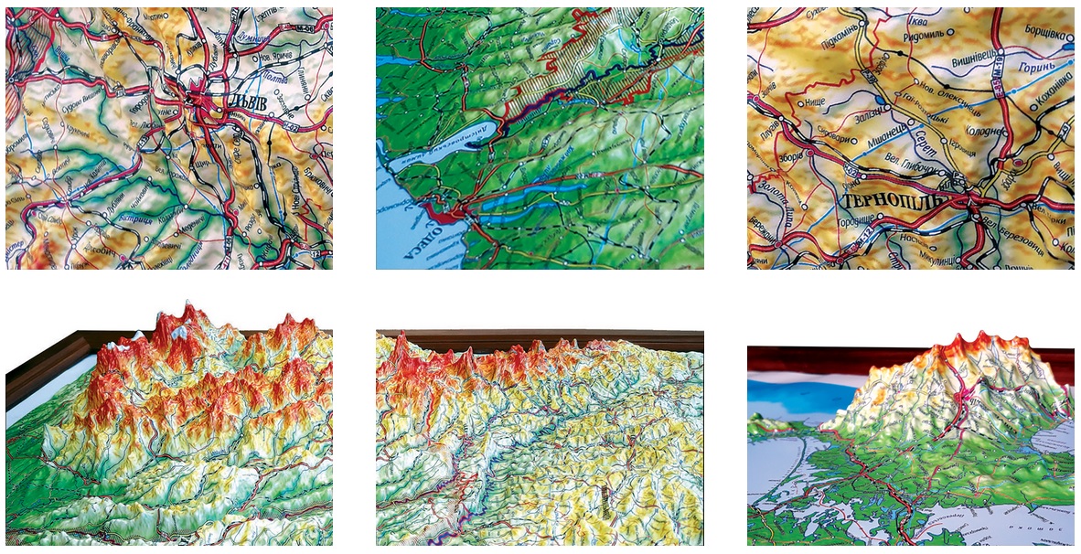 Рельєфна 3D карта України в кабінет, офіс на стіну