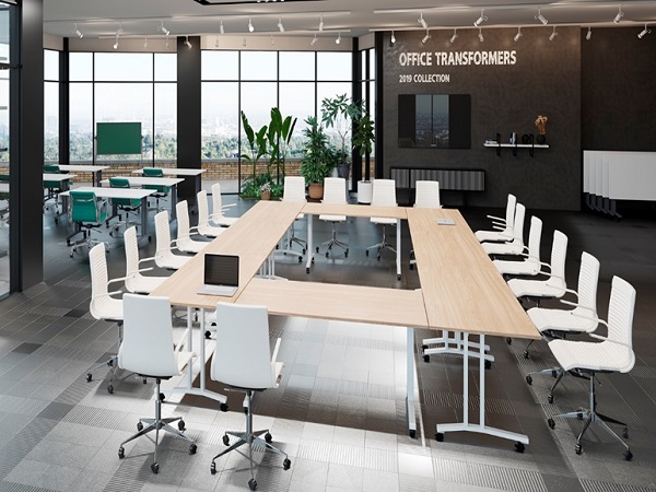 Складні столи трансформери для офісу утворюють стіл переговорів