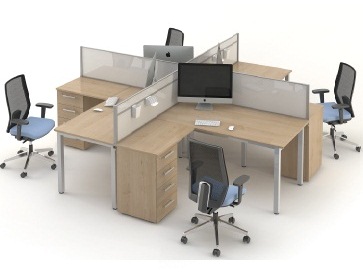 Комплект офисных столов на 4 человека с перегородками