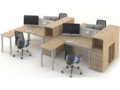 Комплект 4 офисных стола для открытого офиса