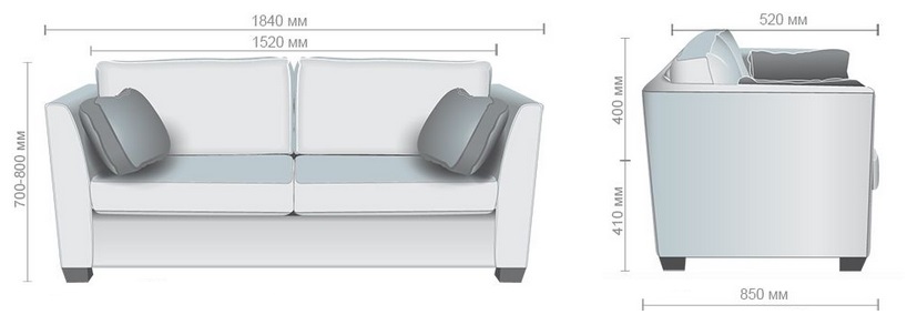 Розміри стильного офісного дивана Барселона