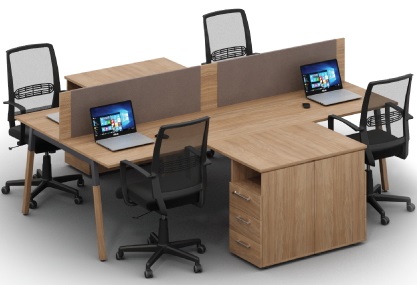 Подвійний кутовий комп'ютерний стіл з перегородкою Wood